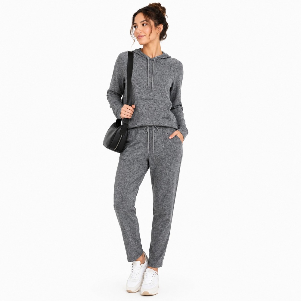 Outdoor Voices Lounge Set Womens M Gray Hoodie Joggers 2 Piece Athleisure Travel
